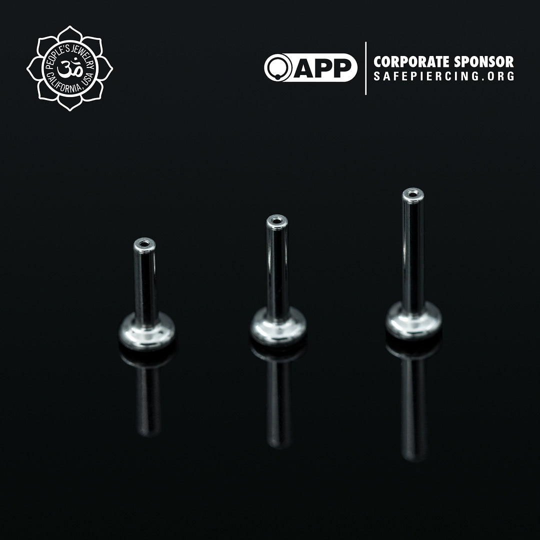 Threadless Titanium Flat-Back Labret Posts from Peoples Jewelry (14g)