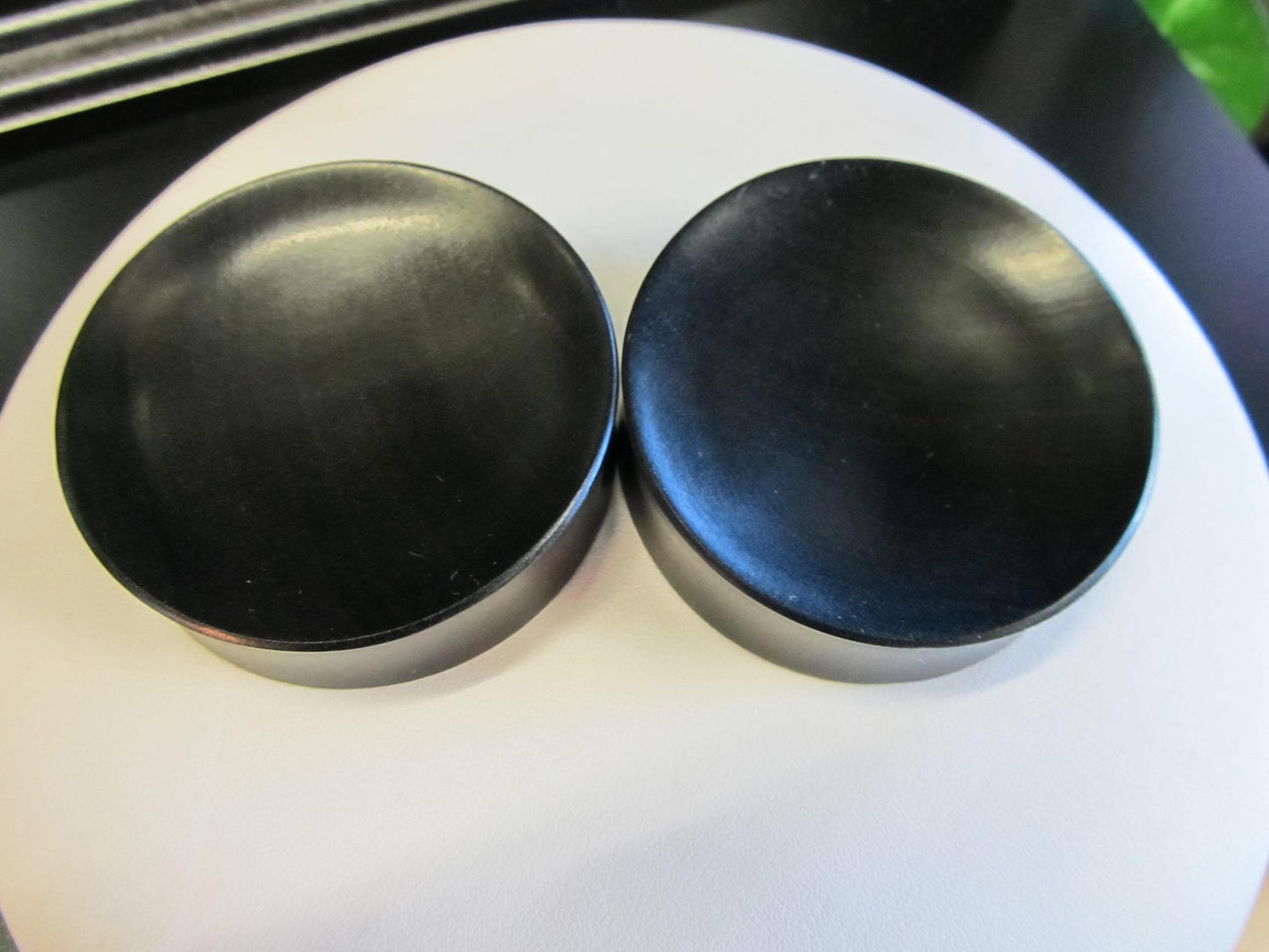 2 3/8" Solid Concave Ebony Wood Plugs