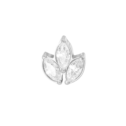 Diablo Organics - Titanium 3mm Leafy Threadless End - Clear CZ