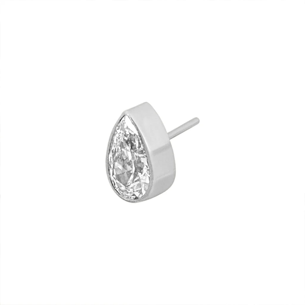 Diablo Organics - Titanium Teardrop Threadless End - Clear CZ