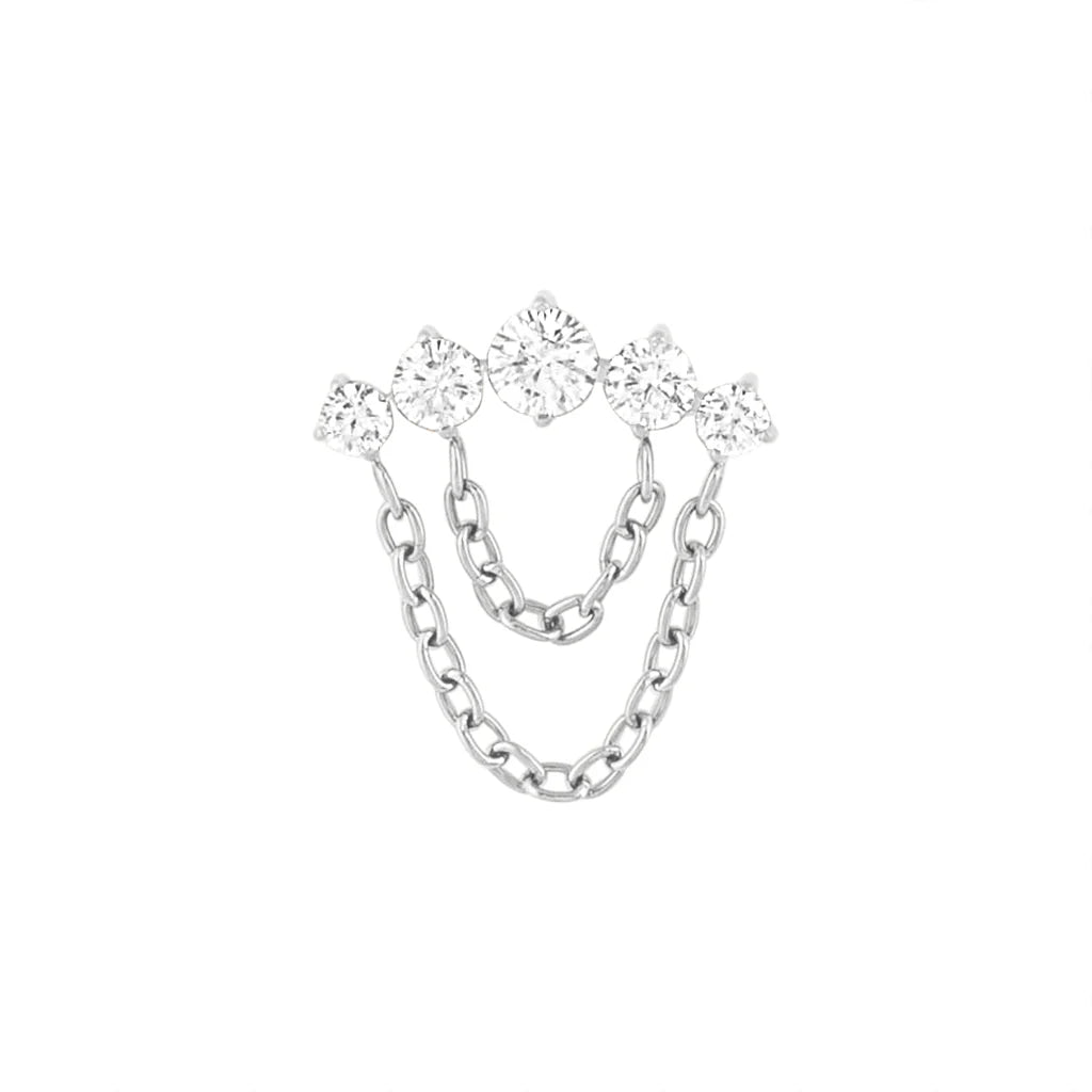 Diablo Organics Titanium Four Rounds Loop Chain Threadless End - Clear CZ