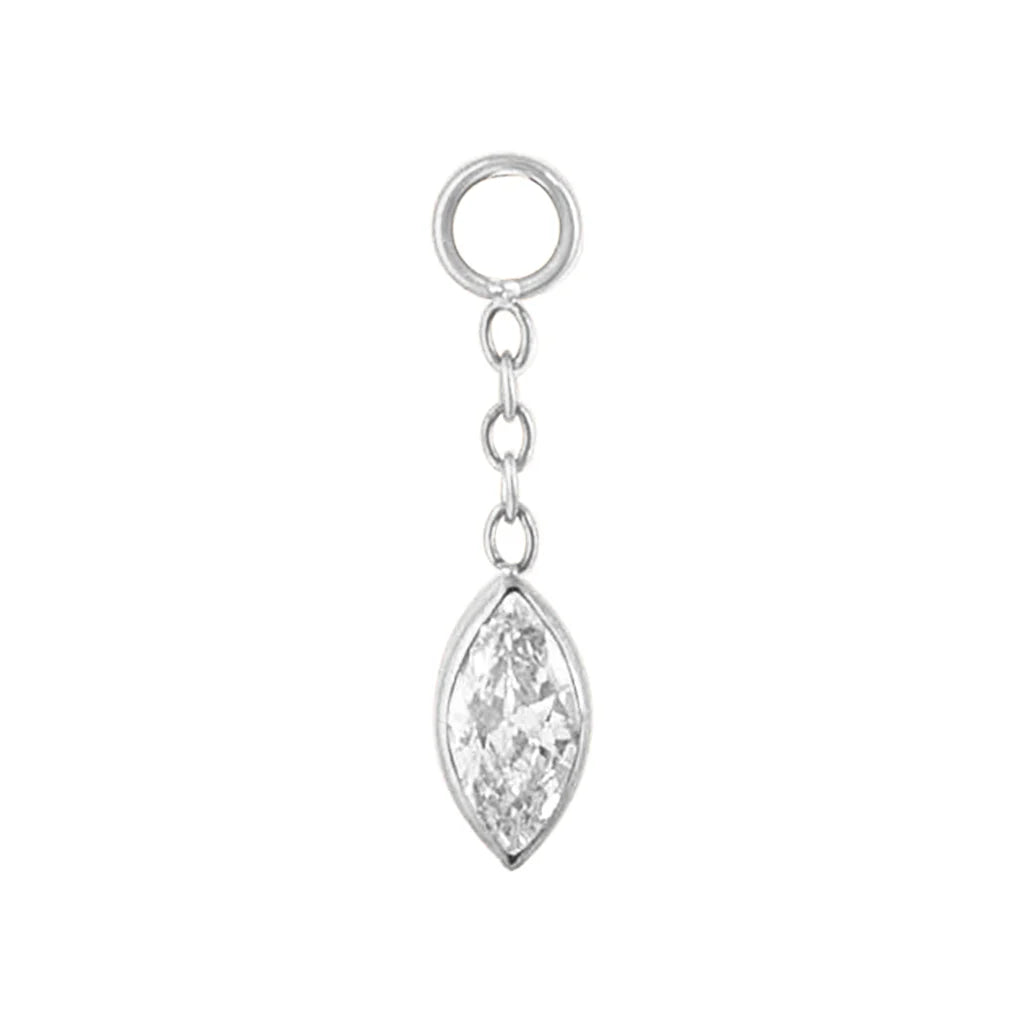 Diablo Organics Titanium Marquise Charm - Clear CZ