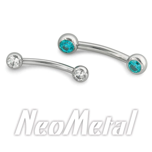 Neometal Threadless Curved Side-Gem Barbells