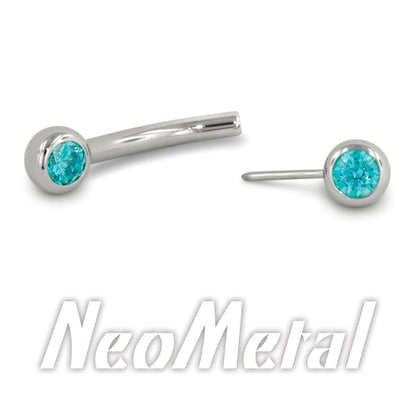 Neometal Threadless Curved Side-Gem Barbells