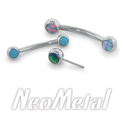 Neometal Threadless Curved Side-Gem Barbells