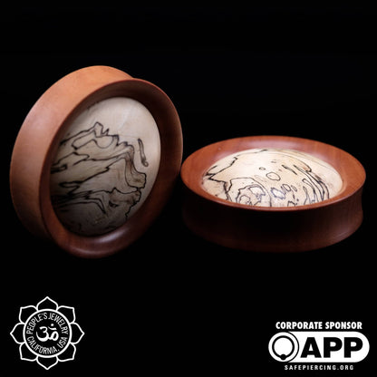 50mm Saba Wood Plugs with White Tamarind Inlay