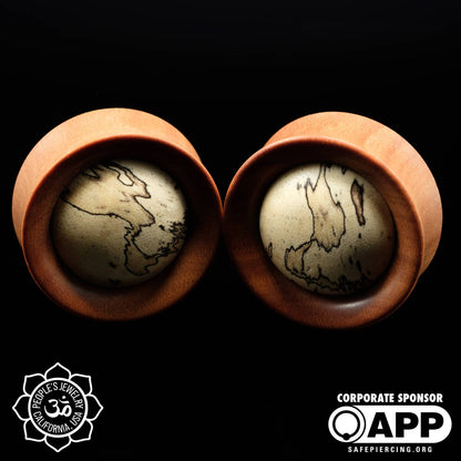 32mm Saba Wood Plugs with White Tamarind Inlay