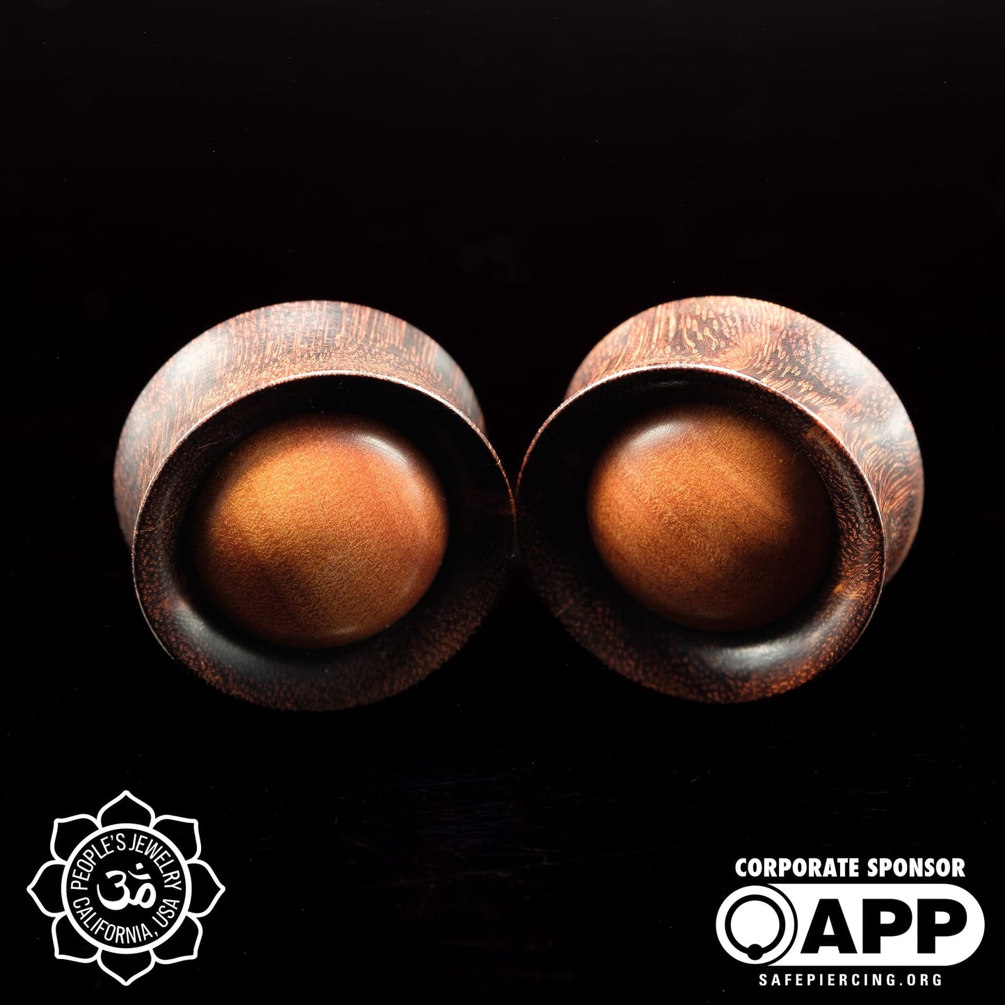 26mm Dark Tamarind Plugs with Saba Wood