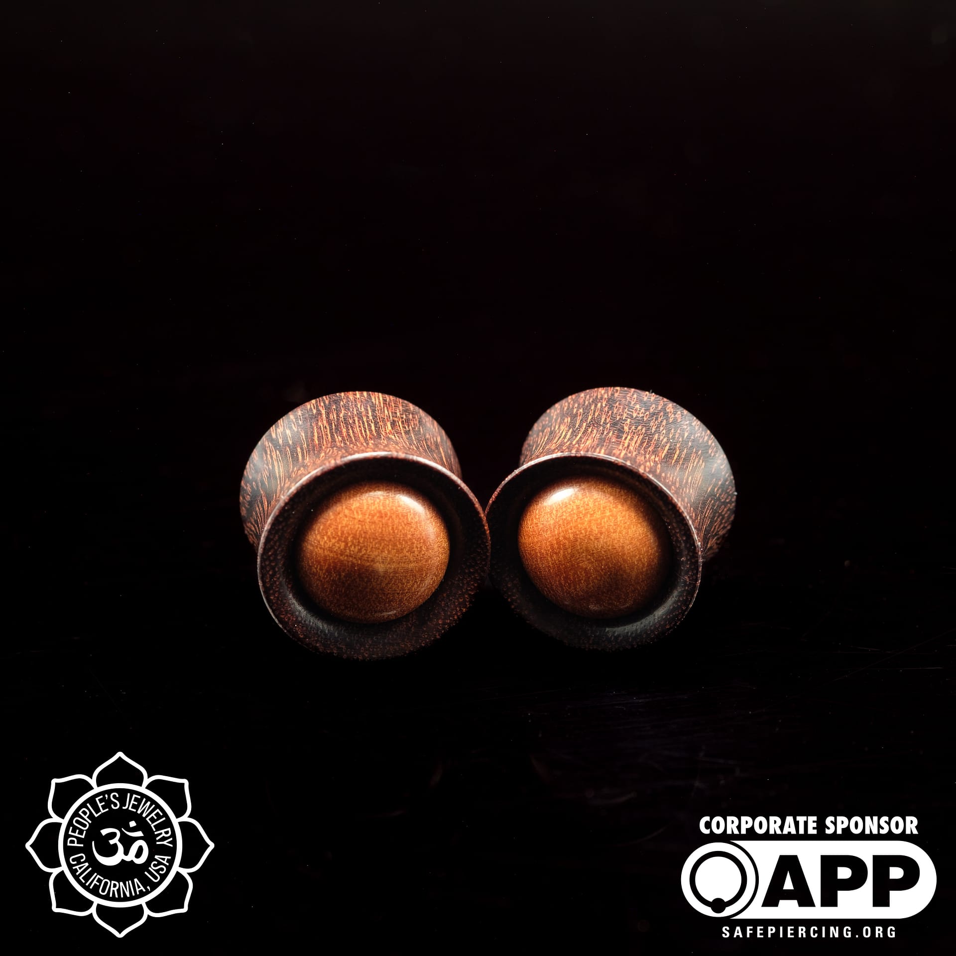 16mm Dark Tamarind Plugs with Saba Wood