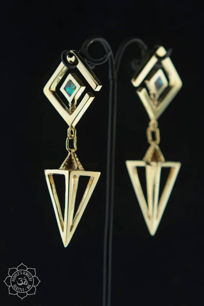 Gold Plated Cage Pointers w/ Abalone by Peoples Jewelry