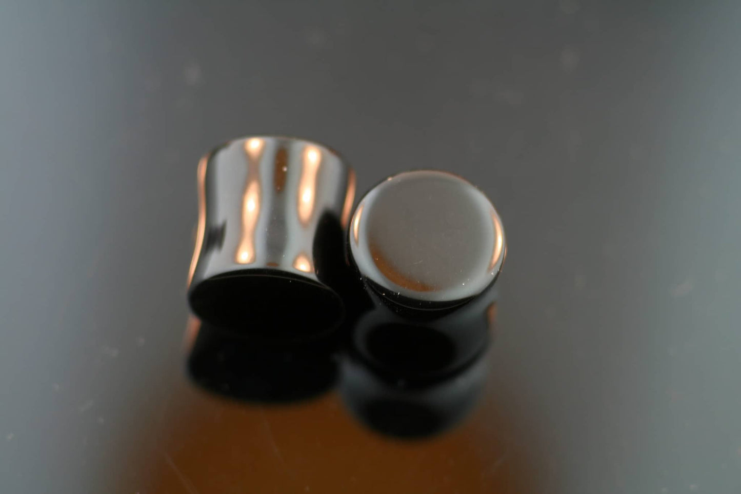 Black Stone Double Flared Flat Front Plugs