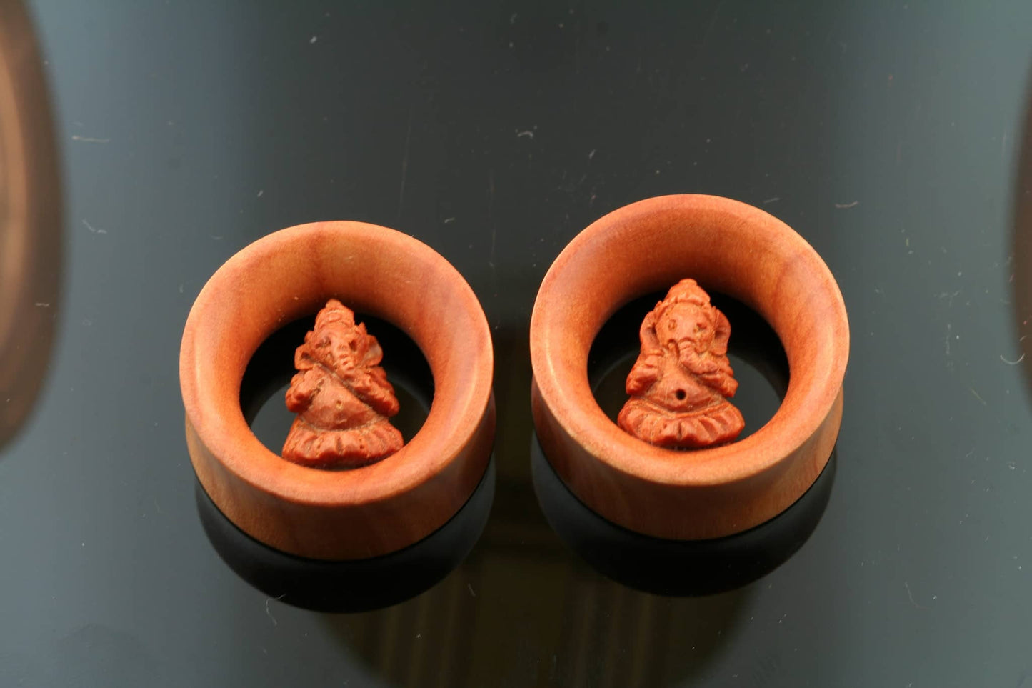 Sawo Wood Ganesha Plugs/Eyelets