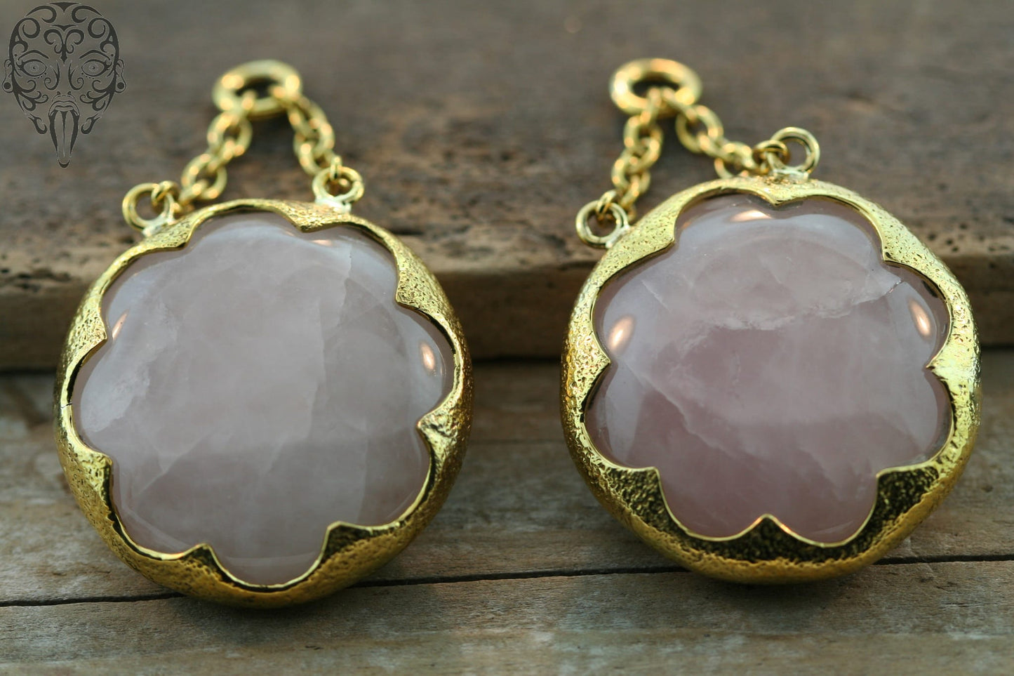 Solid Brass Rose Quartz Round Stone Cushions - Small by Diablo Organics