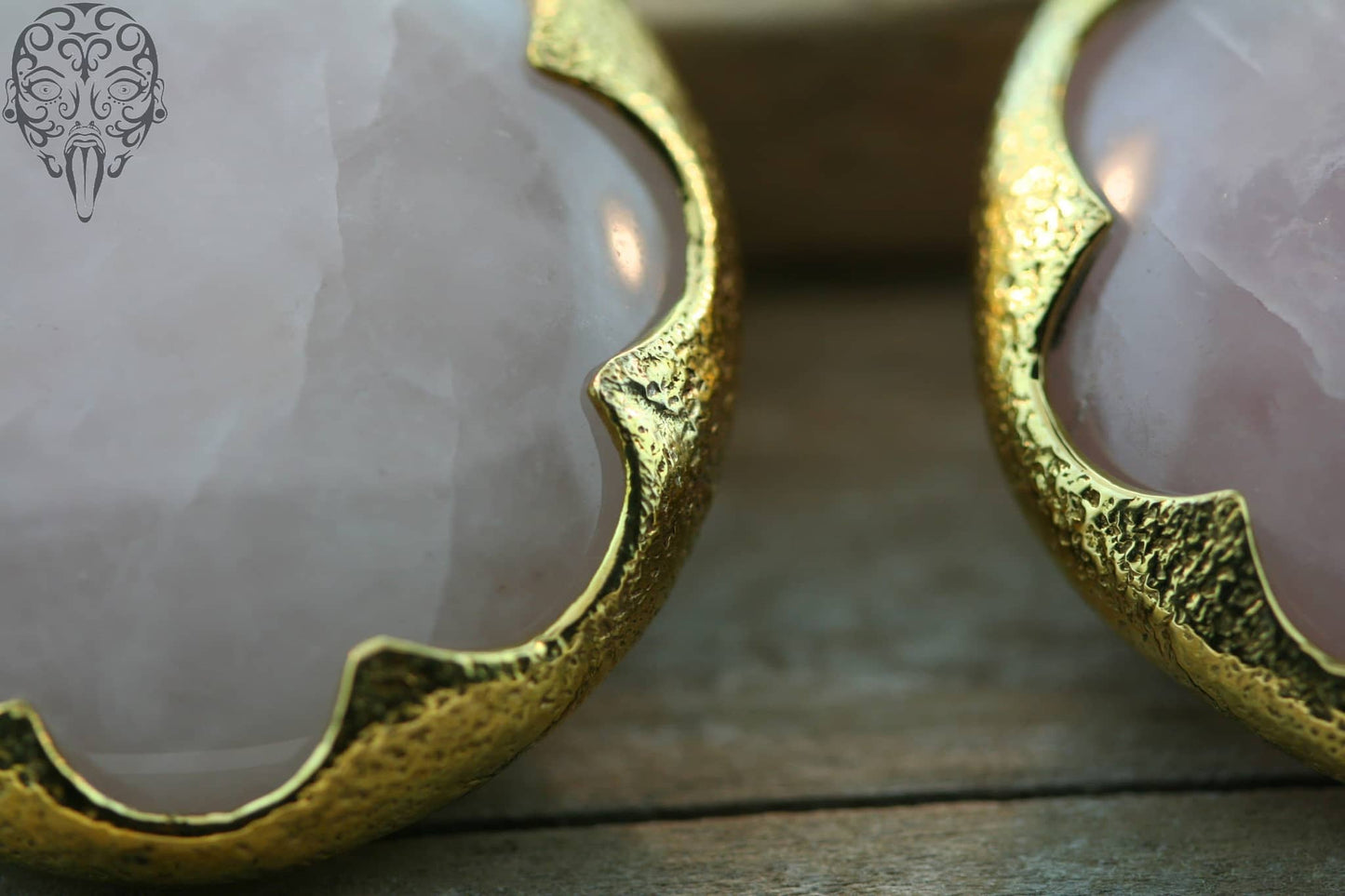 Solid Brass Rose Quartz Round Stone Cushions - Small by Diablo Organics