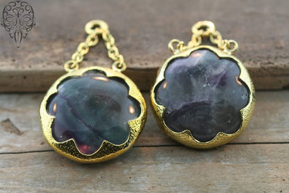 Solid Brass Fluorite Round Stone Cushions - Small by Diablo Organics