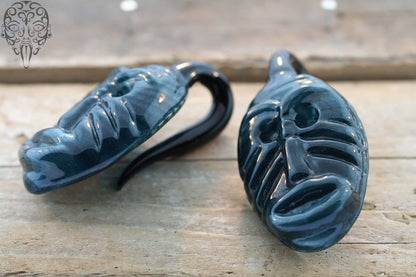 Blue Tiki Glass Ear Weights by Glasswear Studios