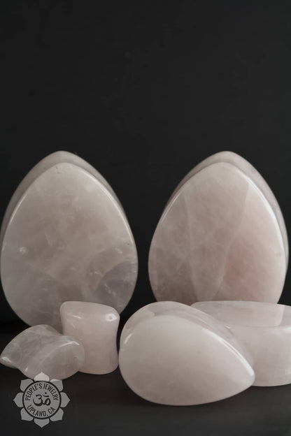 Rose Quartz Teardrop Plugs