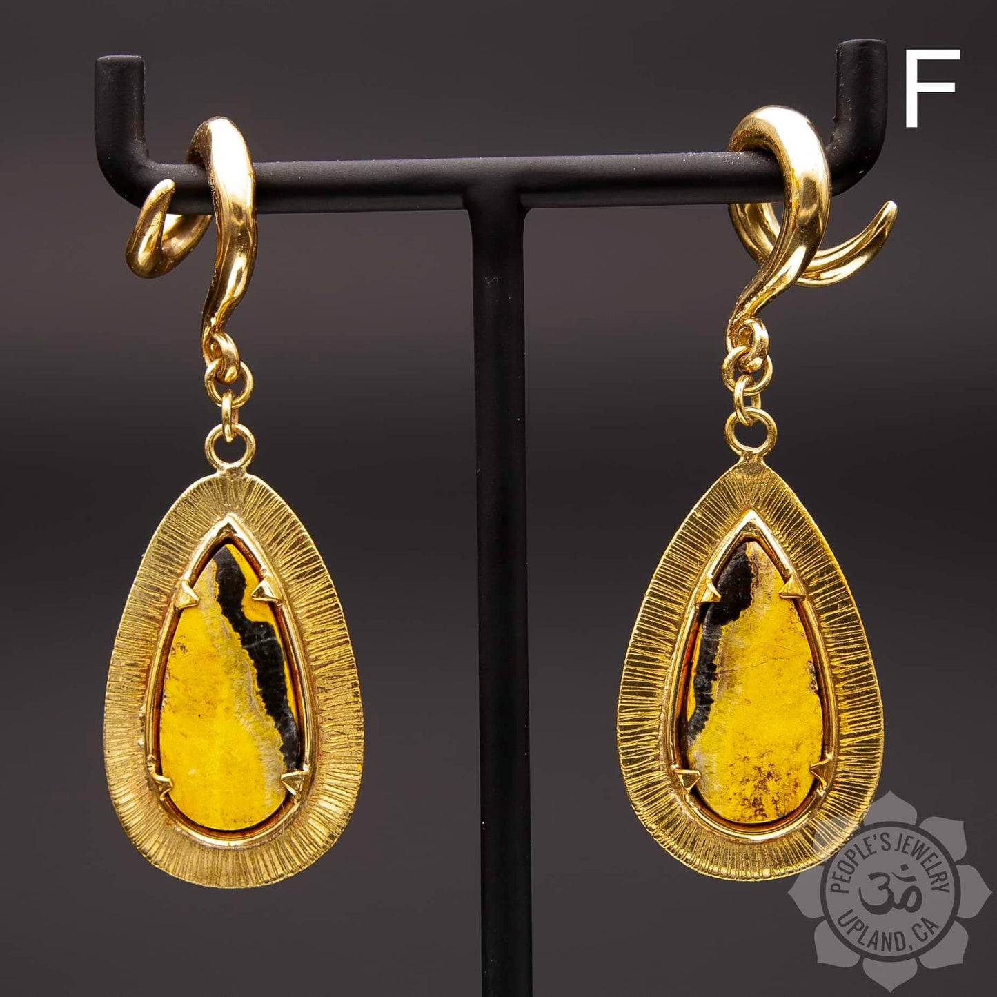 Peoples Jewelry Brass Jasper Hangers - Pair F