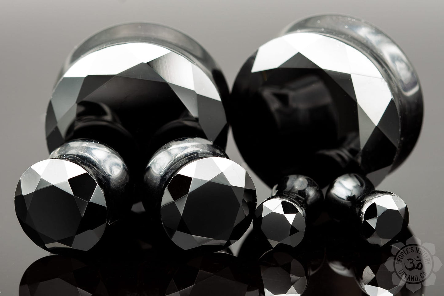 Gem Cut Black Glass Plugs