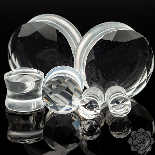 Gem Cut Clear Glass Plugs by Peoples Jewlery