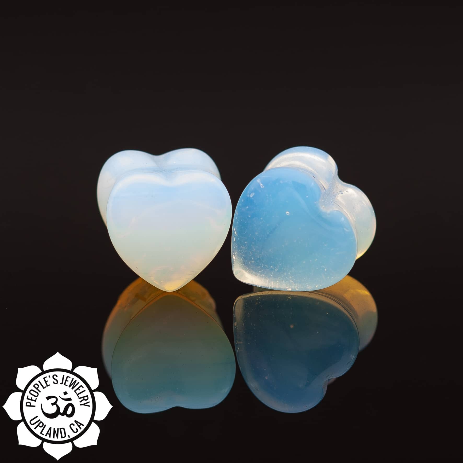 Double Flare Opalite Heart Plugs