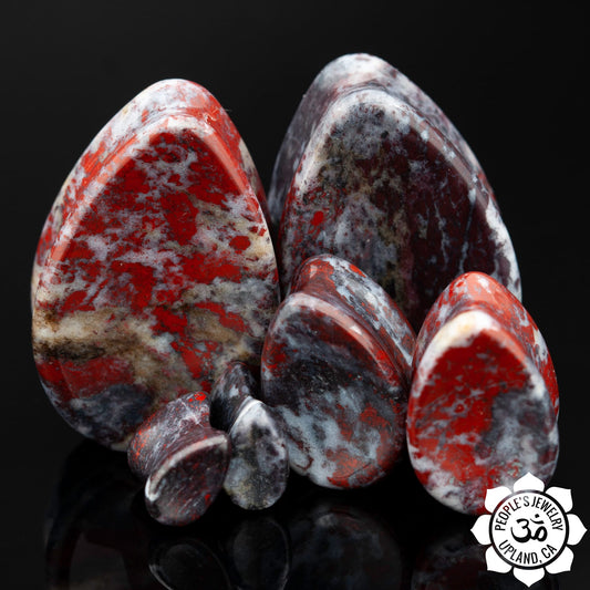 Double Flare Blood Jasper Teardrops