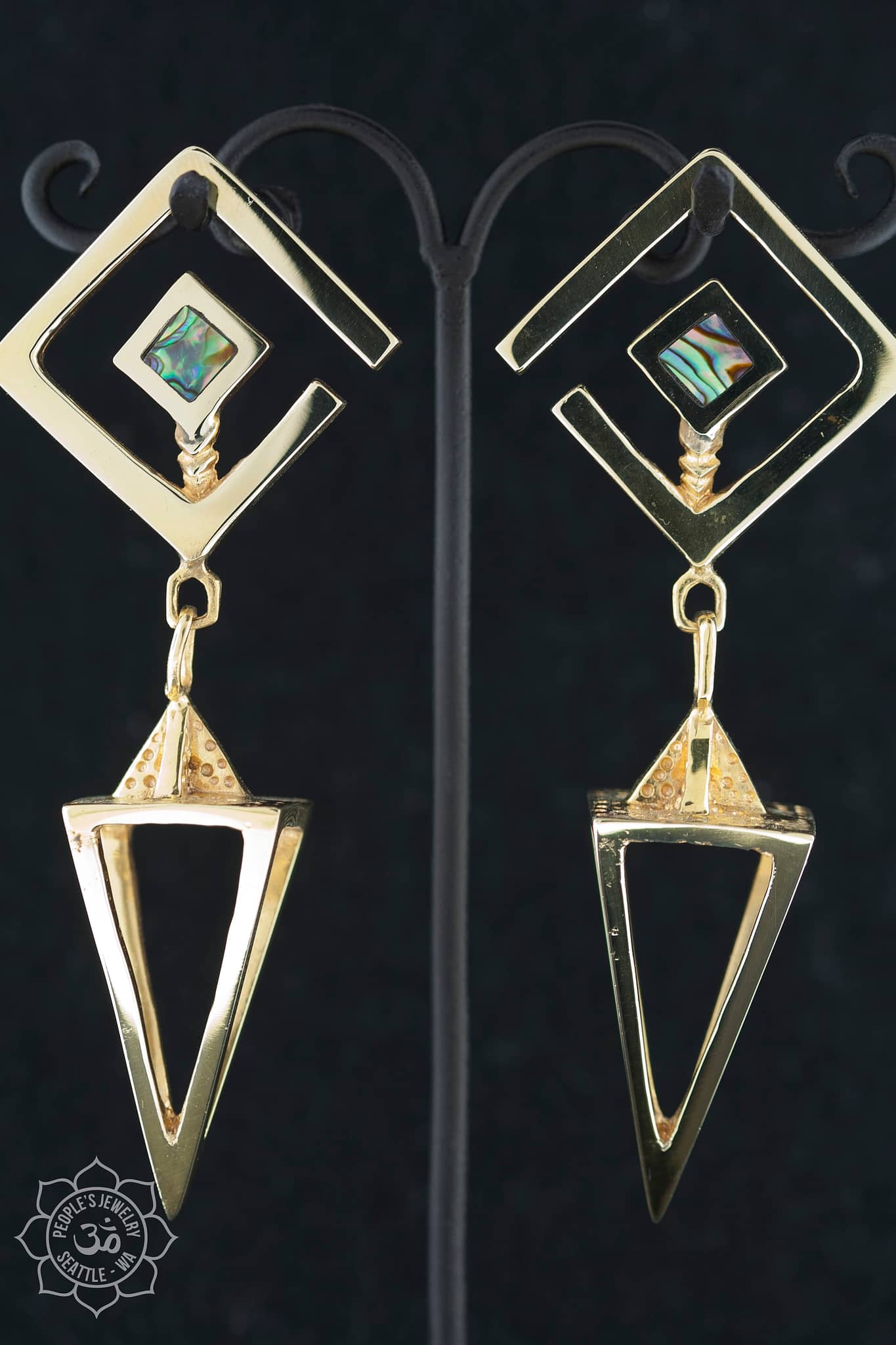 Gold Plated Cage Pointers w/ Abalone by Peoples Jewelry