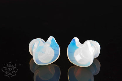 Hand Carved Opalite Kitties by Peoples Jewelry