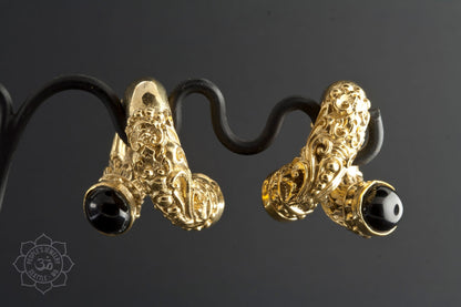 Intricate Brass Coils with Onyx by People's Jewelry