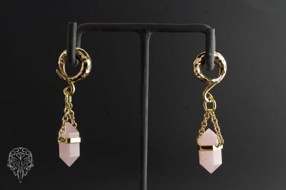 Solid Brass Rose Quartz DT Dangles by Diablo Organics