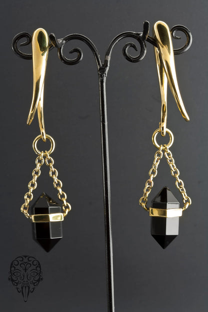 Solid Brass Black Obsidian DT Dangles by Diablo Organics