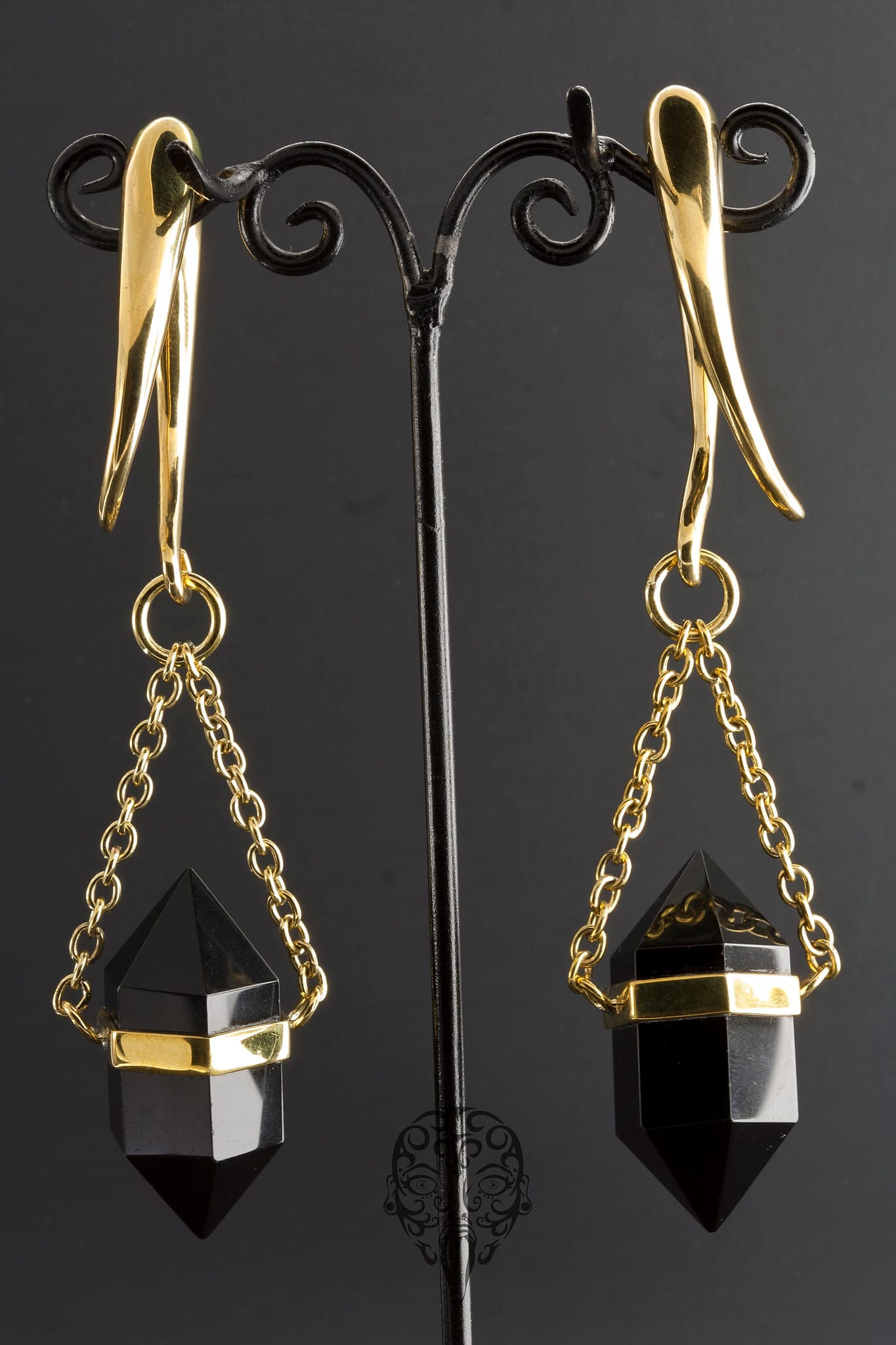 Solid Brass Black Obsidian DT Dangles by Diablo Organics