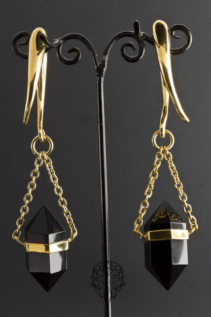 Solid Brass Black Obsidian DT Dangles by Diablo Organics