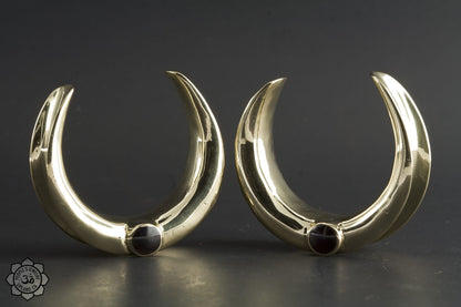 Brass Saddle Spreaders with Onyx by Peoples Jewelry