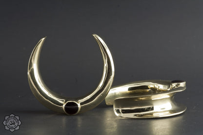 Brass Saddle Spreaders with Onyx by Peoples Jewelry