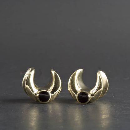 Brass Saddle Spreaders with Onyx by Peoples Jewelry