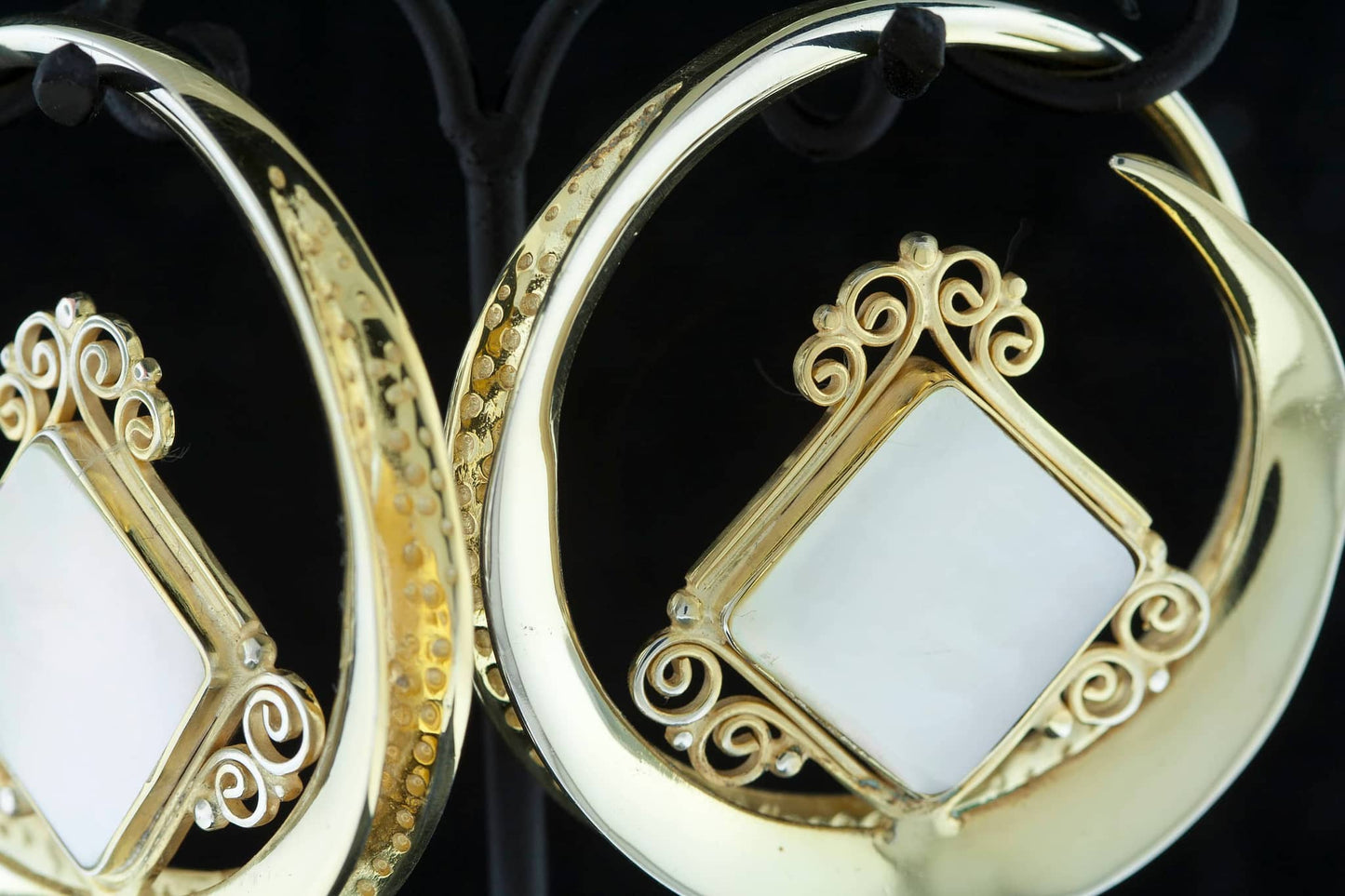 Gold Plated Circle w/ Diamond & Filigree by Peoples Jewelry