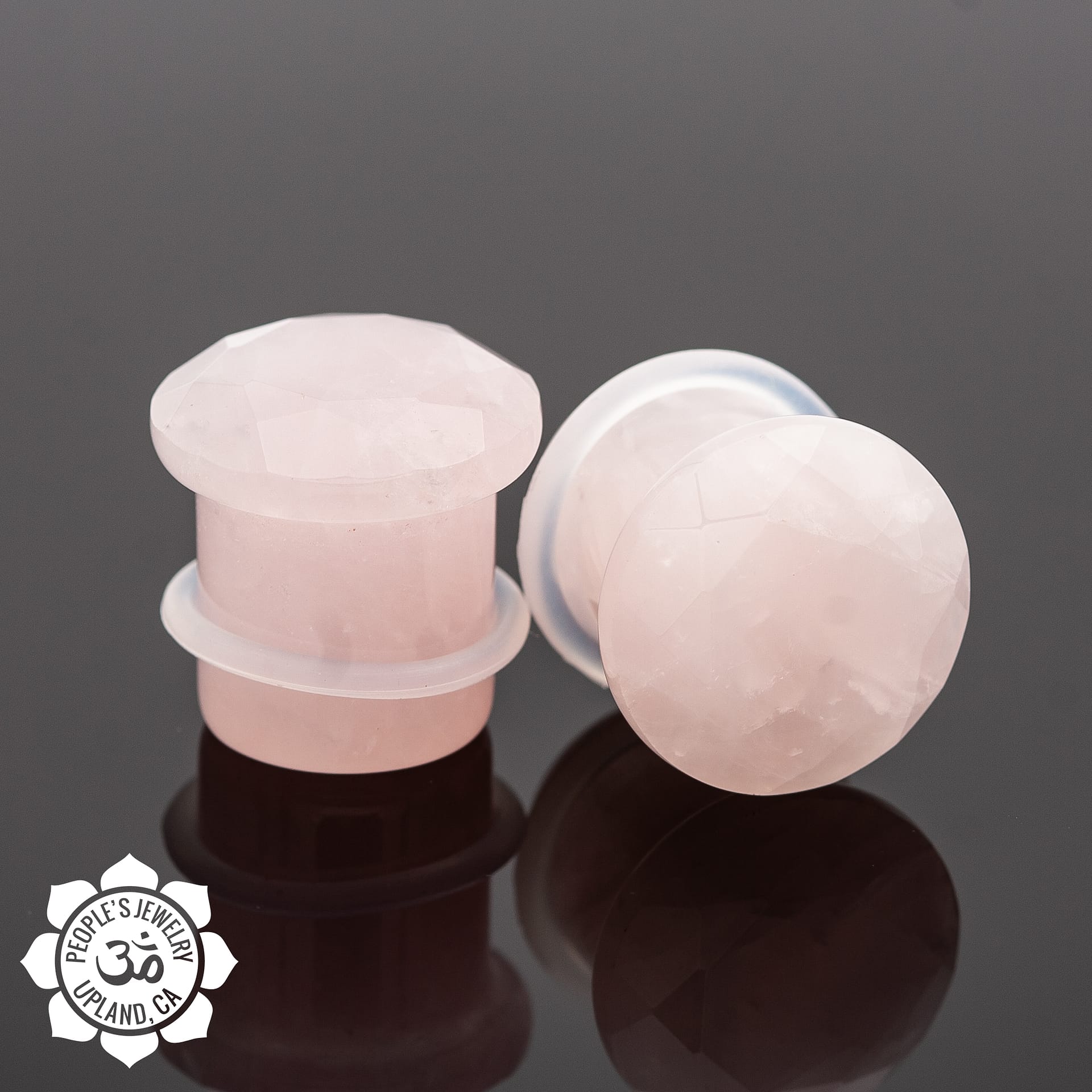 Gem Cut Rose Quartz Single Flare Plugs