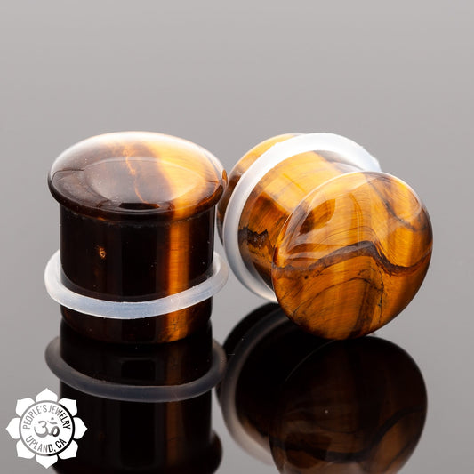 Single Flare Tigers Eye Plugs by Peoples Jewelry