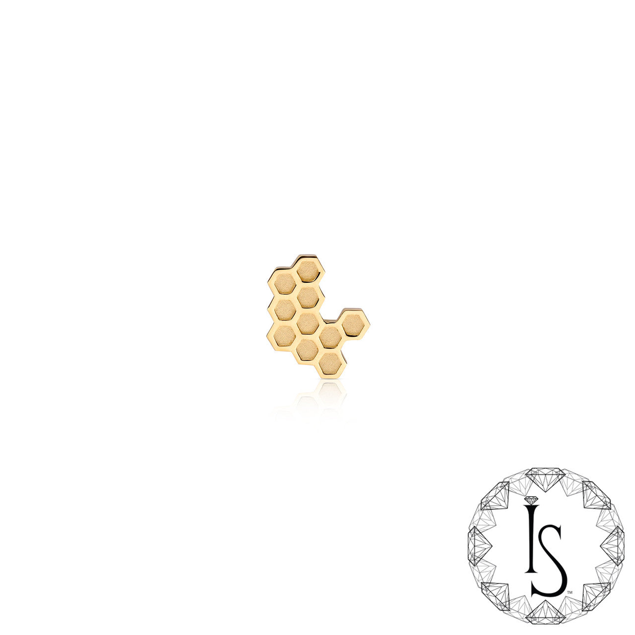 Threadless 18k Yellow Gold Large Honeycomb End - Industrial Strength