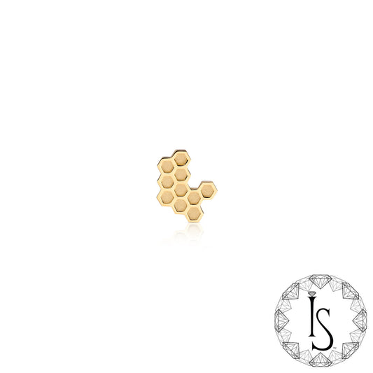 Threadless 18k Yellow Gold Large Honeycomb End - Industrial Strength