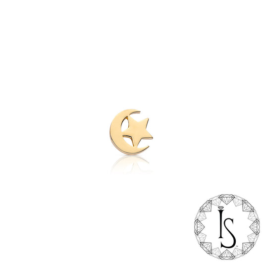 Threadless 18k Gold StarNCrescent End - Industrial Strength