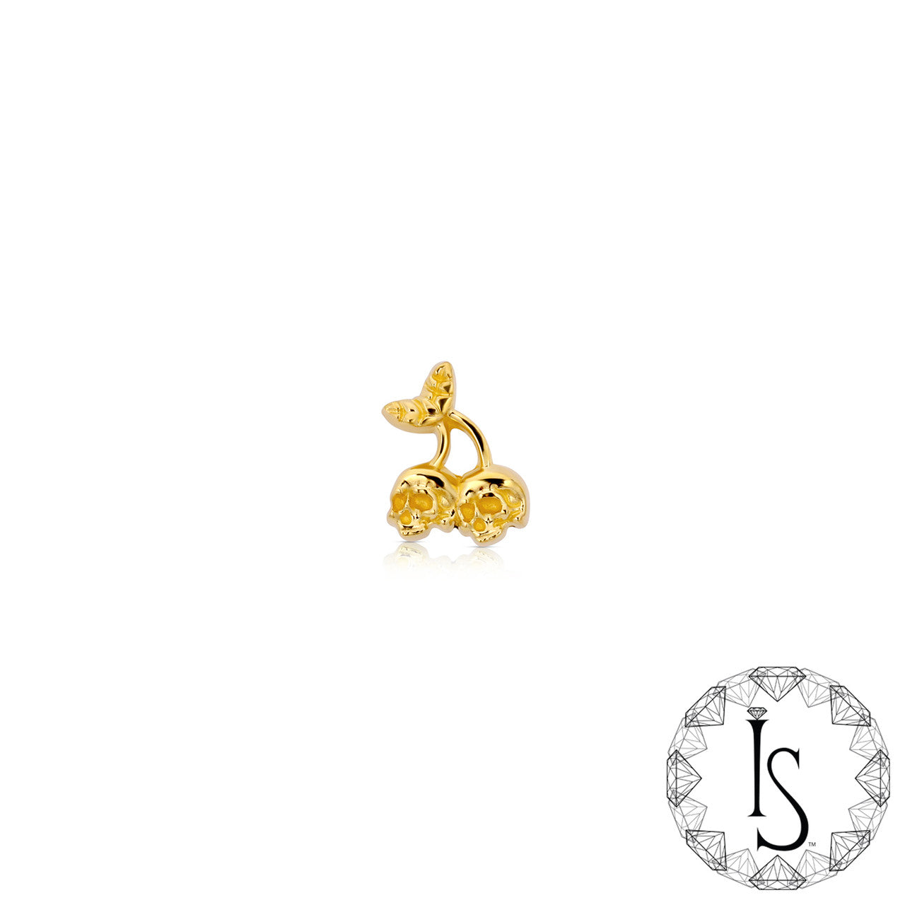 Threadless 18k Gold Skull Cherries End - Industrial Strength