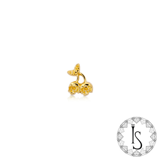 Threadless 18k Gold Skull Cherries End - Industrial Strength