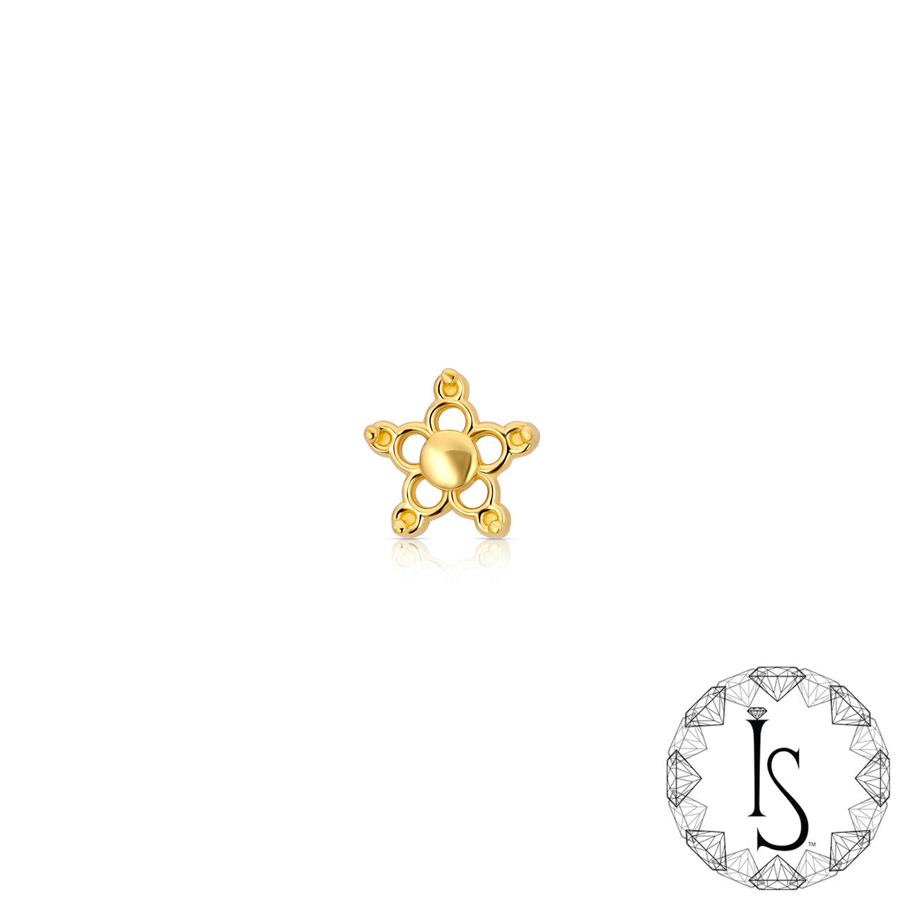 Threadless 18k Gold Bubble Star End- Industrial Strength