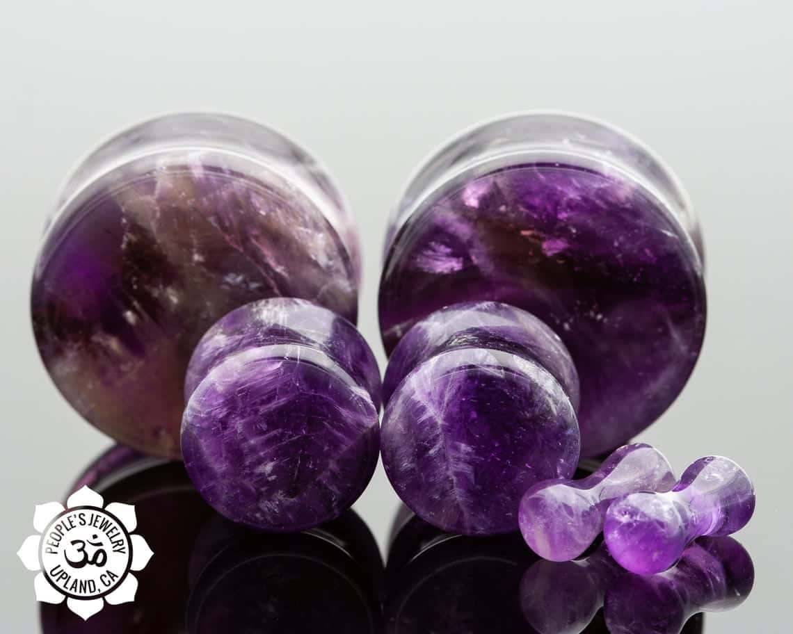 Amethyst Stone Flat Front Plugs