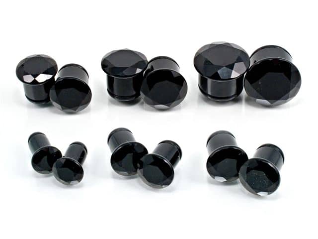 Gem Cut Black Onyx Plugs