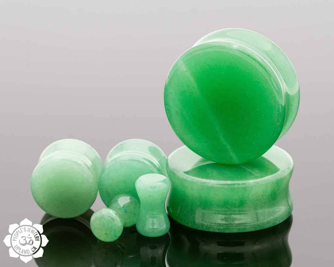 Green Aventurine Stone Flat Front Plugs