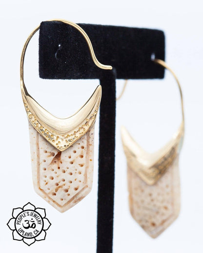 "Dagger" Gold Plated Bone Earrings by Peoples Jewelry