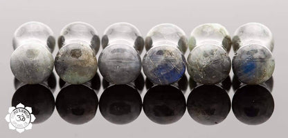 Labradorite Double Round Stone Plugs by Peoples Jewelry